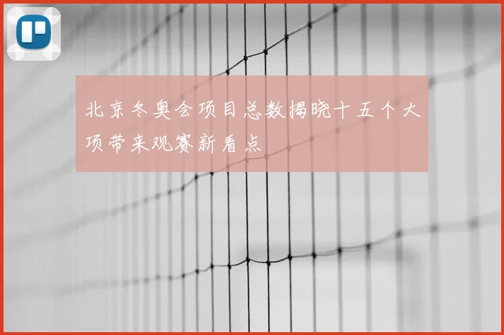 北京冬奥会项目总数揭晓十五个大项带来观赛新看点
